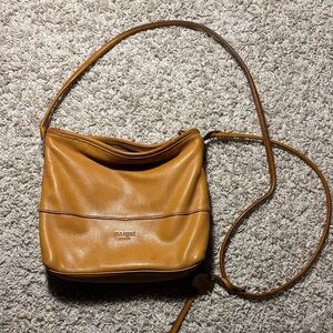 Mango Brown Leather Crossbody Bag